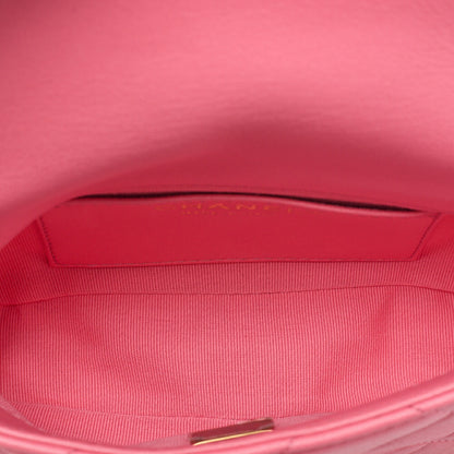 CHANEL Lambskin Minimat Telass? Single Giant Chain Shoulder Pink Gold-Tone Hardware, Pre-Owned