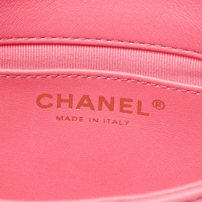 CHANEL Lambskin Minimat Telass? Single Giant Chain Shoulder Pink Gold-Tone Hardware, Pre-Owned