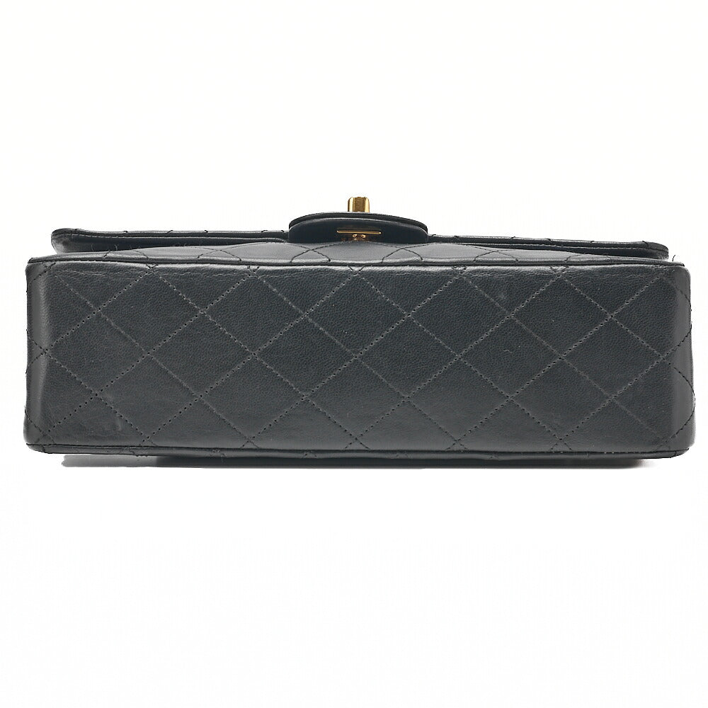 CHANEL Lambskin Matelasse 25cm Double Flap Chain Shoulder Black Gold-Tone Hardware, Pre-Owned