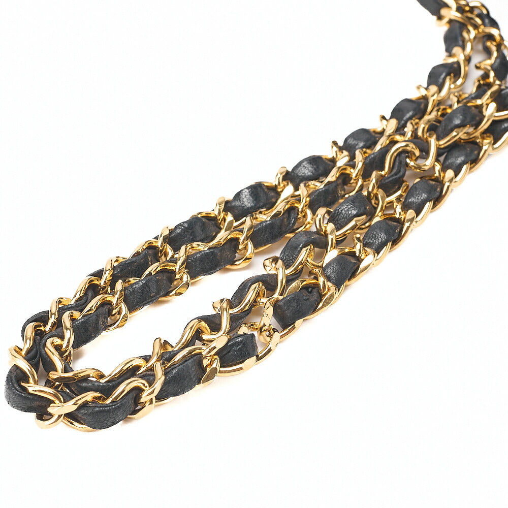 CHANEL Lambskin Matelasse 25cm Double Flap Chain Shoulder Black Gold-Tone Hardware, Pre-Owned