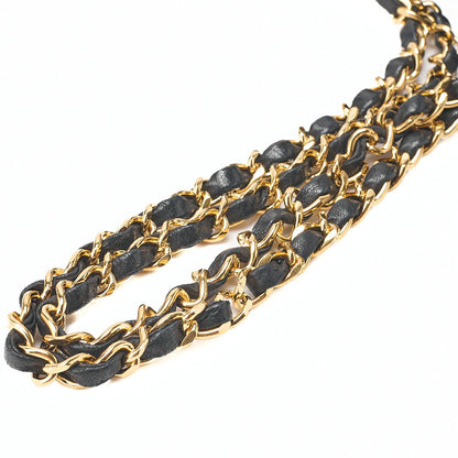 CHANEL Lambskin Matelasse 25cm Double Flap Chain Shoulder Black Gold-Tone Hardware, Pre-Owned