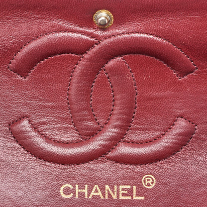 CHANEL Lambskin Matelasse 25cm Double Flap Chain Shoulder Black Gold-Tone Hardware, Pre-Owned