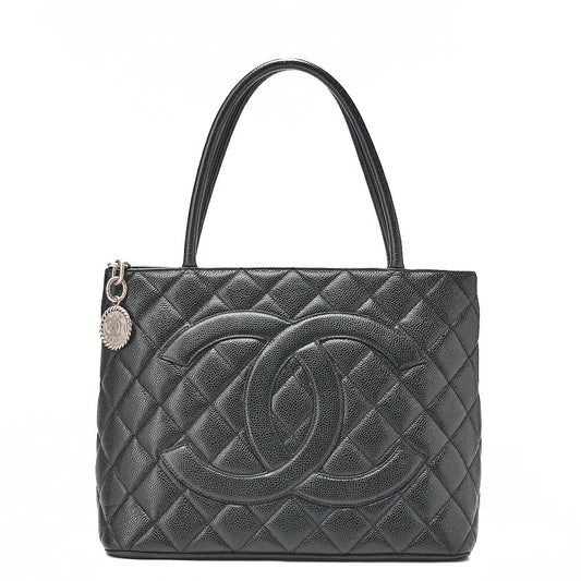 CHANEL Matelasse Reissue Tote Caviar Skin Black Silver-Tone Hardware, Pre-Owned