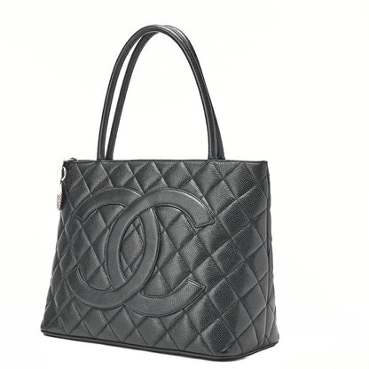 CHANEL Matelasse Reissue Tote Caviar Skin Black Silver-Tone Hardware, Pre-Owned