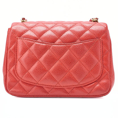 CHANEL Chain Shoulder Bag Minimat Telass? 17cm Caviar Skin Red Gold-Tone Hardware, Pre-Owned