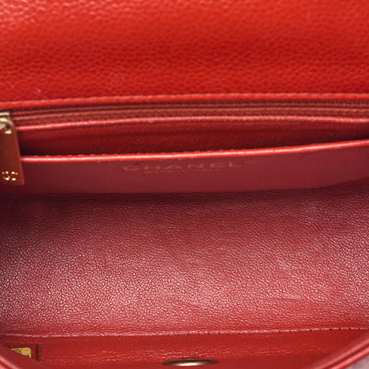 CHANEL Chain Shoulder Bag Minimat Telass? 17cm Caviar Skin Red Gold-Tone Hardware, Pre-Owned