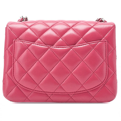CHANEL Chain Shoulder Bag Minima Telass? 17cm Lambskin Pink Silver-Tone Hardware, Pre-Owned