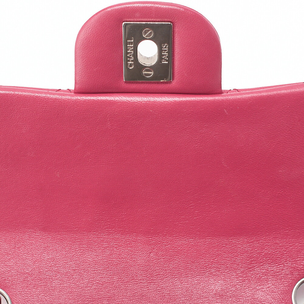 CHANEL Chain Shoulder Bag Minima Telass? 17cm Lambskin Pink Silver-Tone Hardware, Pre-Owned