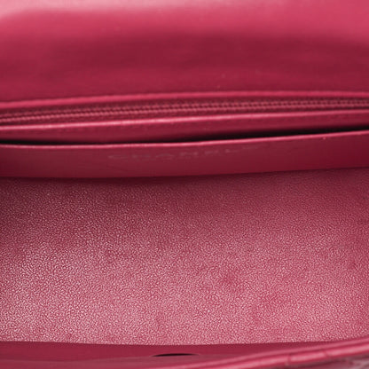 CHANEL Chain Shoulder Bag Minima Telass? 17cm Lambskin Pink Silver-Tone Hardware, Pre-Owned