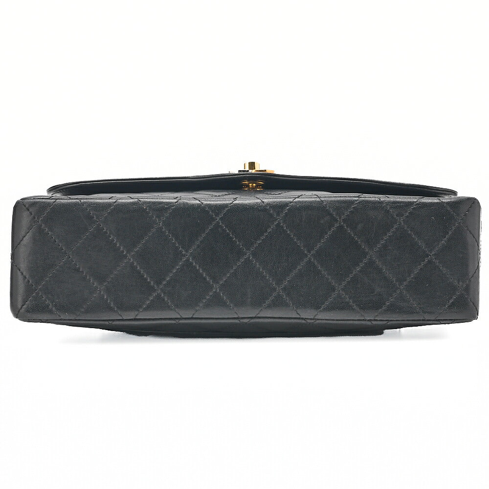 CHANEL Lambskin Matelasse 26cm Paris Limited Double Flap Shoulder Bag Black Gold-Tone Hardware, Pre-Owned