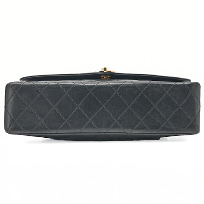CHANEL Lambskin Matelasse 26cm Paris Limited Double Flap Shoulder Bag Black Gold-Tone Hardware, Pre-Owned