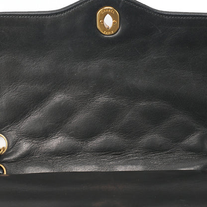 CHANEL Lambskin Matelasse 26cm Paris Limited Double Flap Shoulder Bag Black Gold-Tone Hardware, Pre-Owned