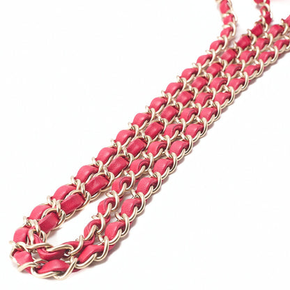 CHANEL Lambskin Matelasse Single Flap Chain Shoulder Red Gold-Tone Hardware, Pre-Owned