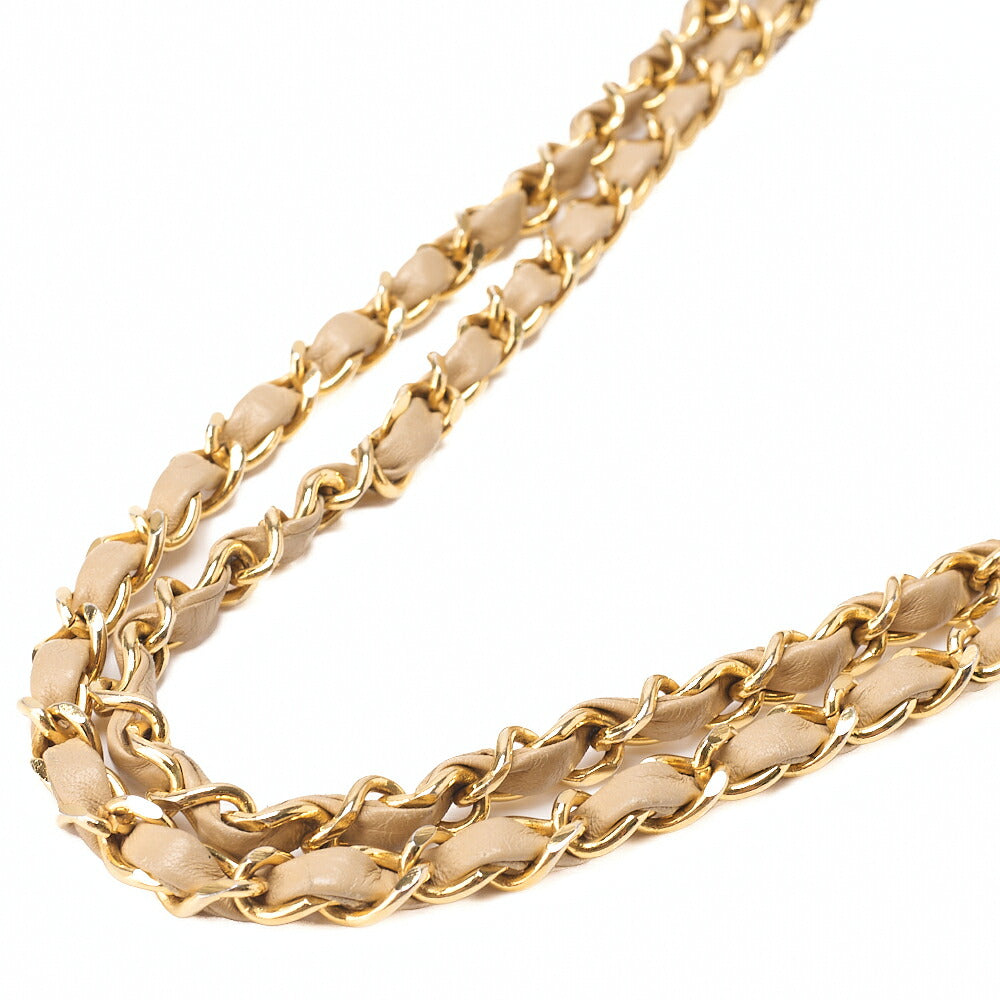 CHANEL Matelasse Single Plap Chain Shoulder Beige x Black Gold-Tone Hardware, Pre-Owned