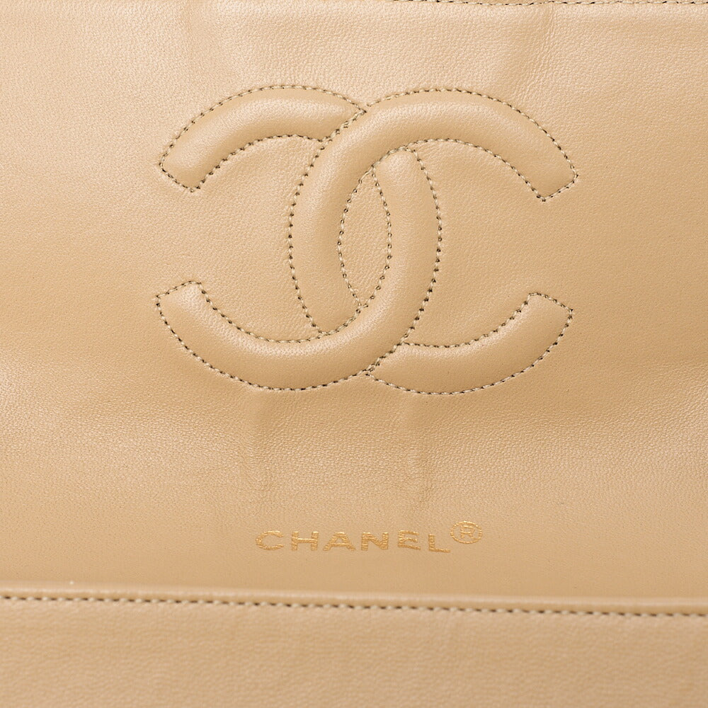 CHANEL Matelasse Single Plap Chain Shoulder Beige x Black Gold-Tone Hardware, Pre-Owned