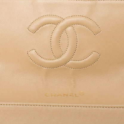 CHANEL Matelasse Single Plap Chain Shoulder Beige x Black Gold-Tone Hardware, Pre-Owned