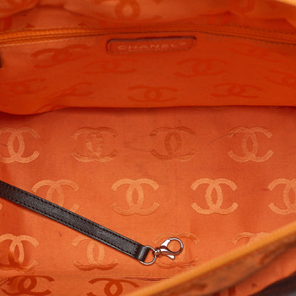 CHANEL Cambonline Calf Leather x Enamel Large Tote Bag Brown x Black Silver-Tone Hardware, Pre-Owned