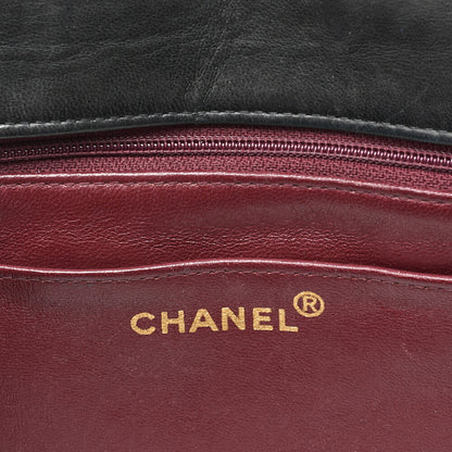CHANEL Lambskin Bias Stitch Turn Lock Chain Shoulder Black Gold-Tone Hardware, Pre-Owned