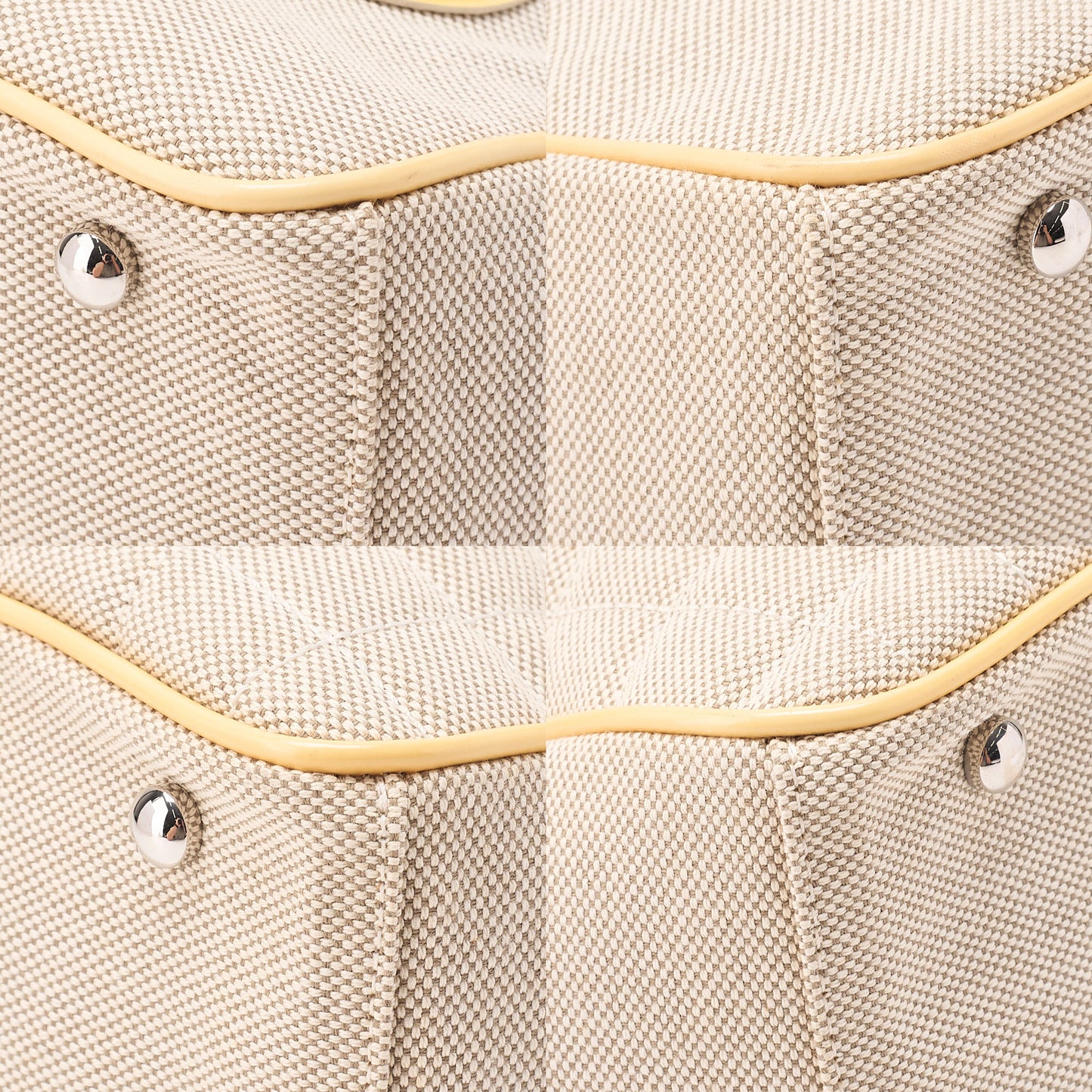 CHANEL Tote Bag Choco Bar Camellia No.5 Canvas Yellow x Beige Silver-Tone Hardware, Pre-Owned