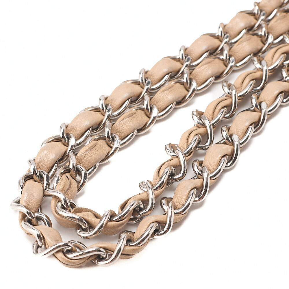 CHANEL Caviar Skin French Riviera Single Flap Chain Shoulder Bag Beige Silver-Tone Hardware, Pre-Owned