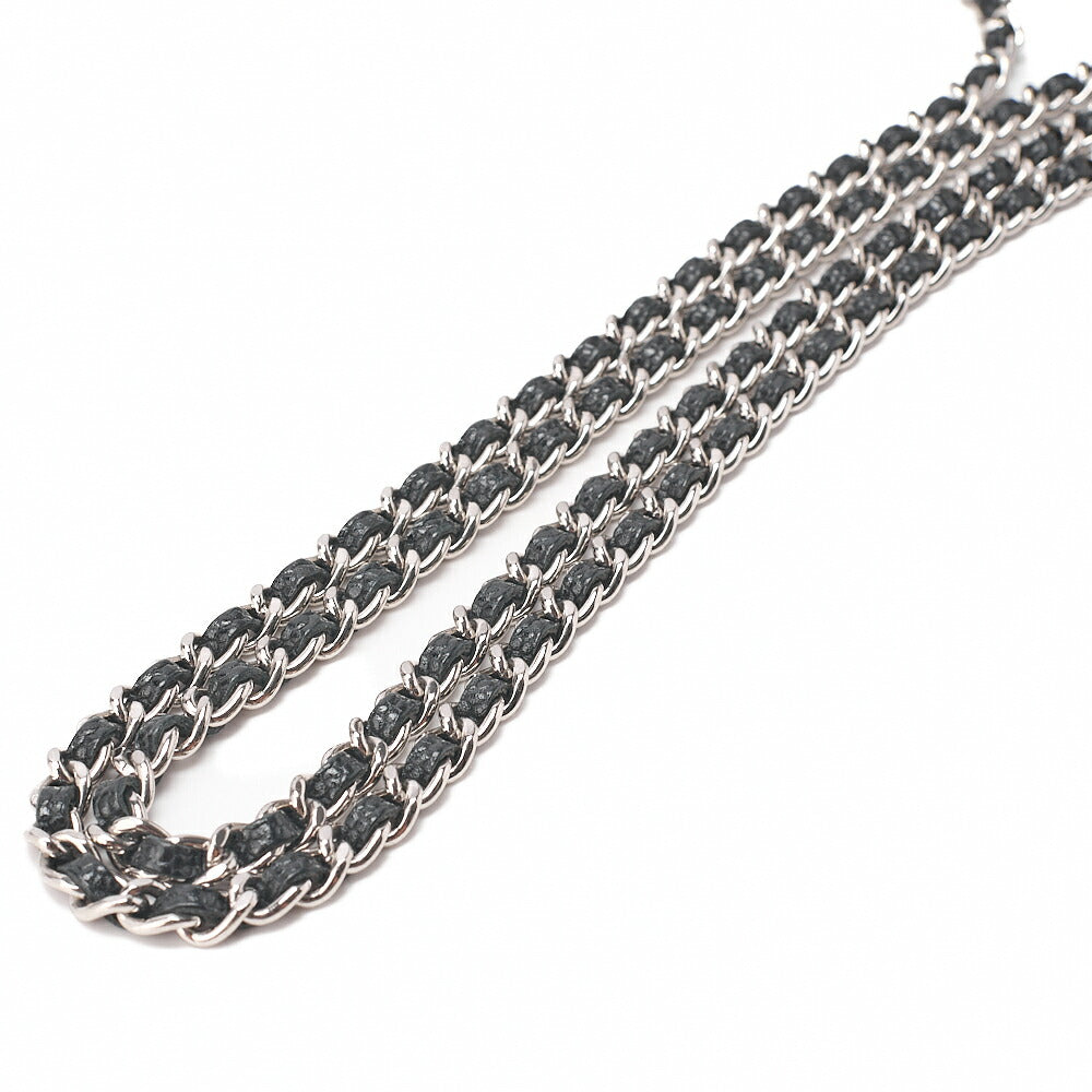 CHANEL Caviar Skin Coco Mark Half Moon Chain Wallet Black Silver-Tone Hardware, Pre-Owned