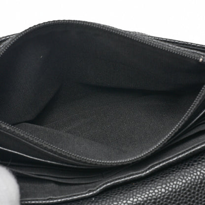 CHANEL Caviar Skin Coco Mark Half Moon Chain Wallet Black Silver-Tone Hardware, Pre-Owned