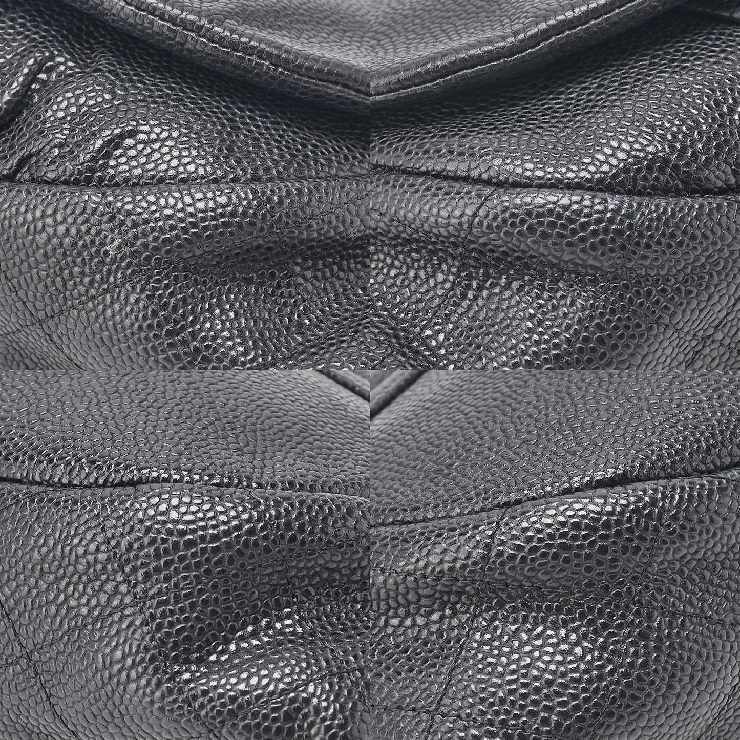 CHANEL Caviar Skin Coco Mark Half Moon Chain Wallet Black Silver-Tone Hardware, Pre-Owned