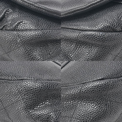 CHANEL Caviar Skin Coco Mark Half Moon Chain Wallet Black Silver-Tone Hardware, Pre-Owned