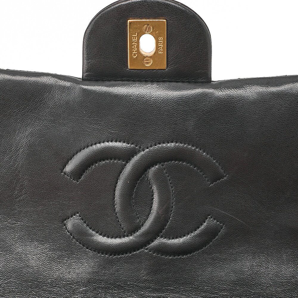 CHANEL Lambskin Matelasse Turn Lock Chain Backpack Black Gold-Tone Hardware, Pre-Owned