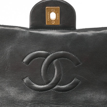 CHANEL Lambskin Matelasse Turn Lock Chain Backpack Black Gold-Tone Hardware, Pre-Owned