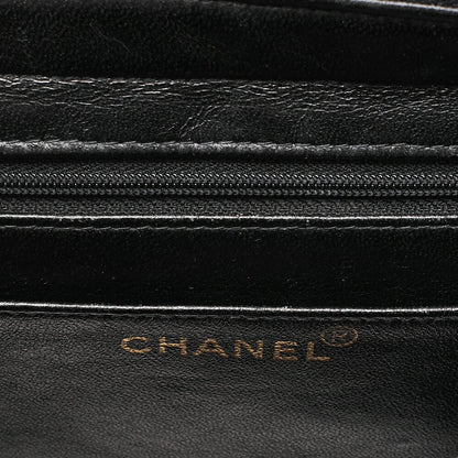 CHANEL Lambskin Matelasse Turn Lock Chain Backpack Black Gold-Tone Hardware, Pre-Owned