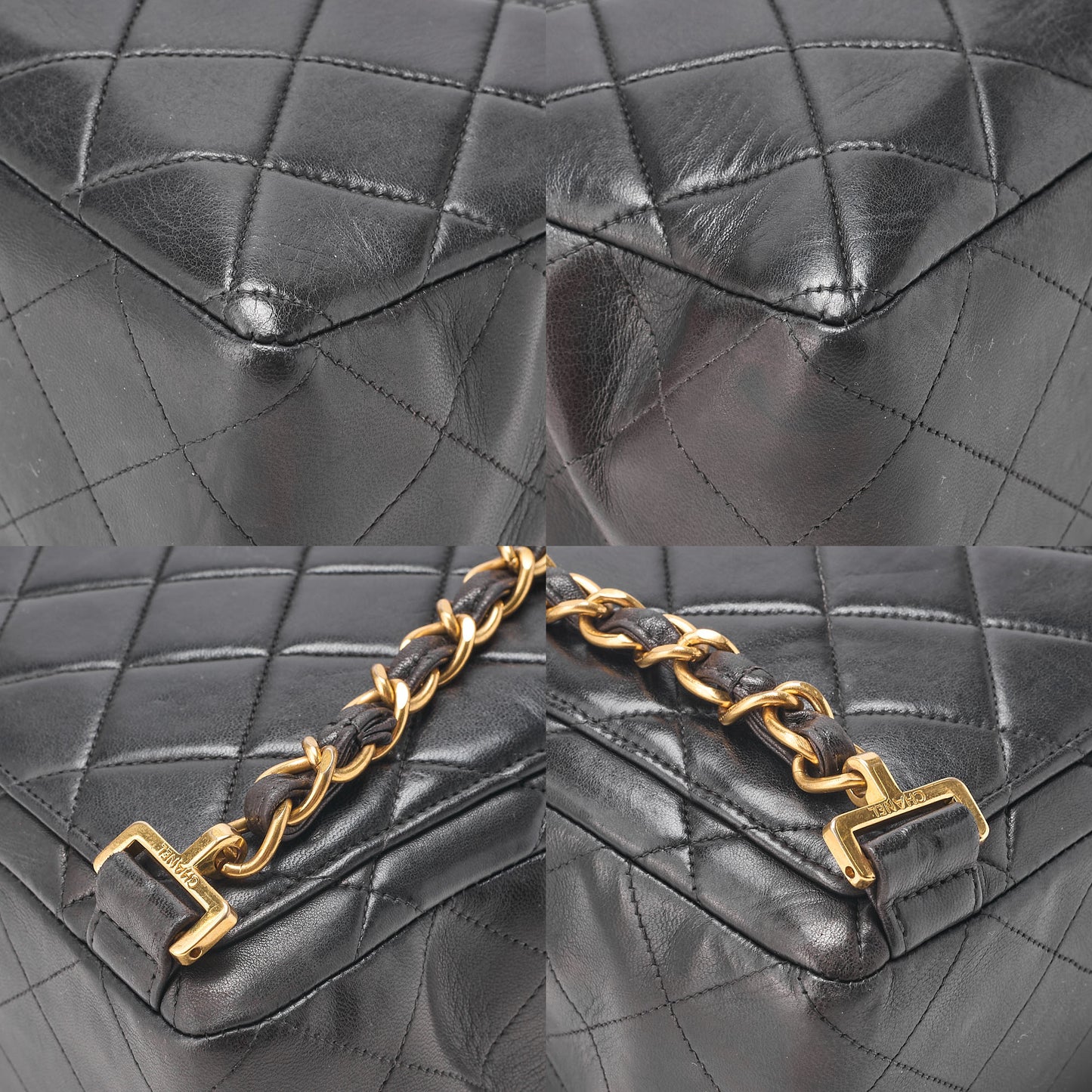 CHANEL Lambskin Matelasse Turn Lock Chain Backpack Black Gold-Tone Hardware, Pre-Owned