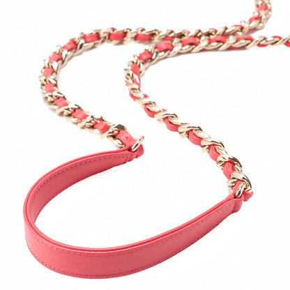 CHANEL Lambskin Matelasse 2WAY Chain Shoulder Red Gold-Tone Hardware, Pre-Owned