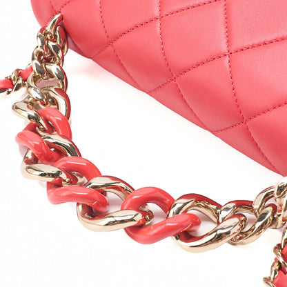CHANEL Lambskin Matelasse 2WAY Chain Shoulder Red Gold-Tone Hardware, Pre-Owned