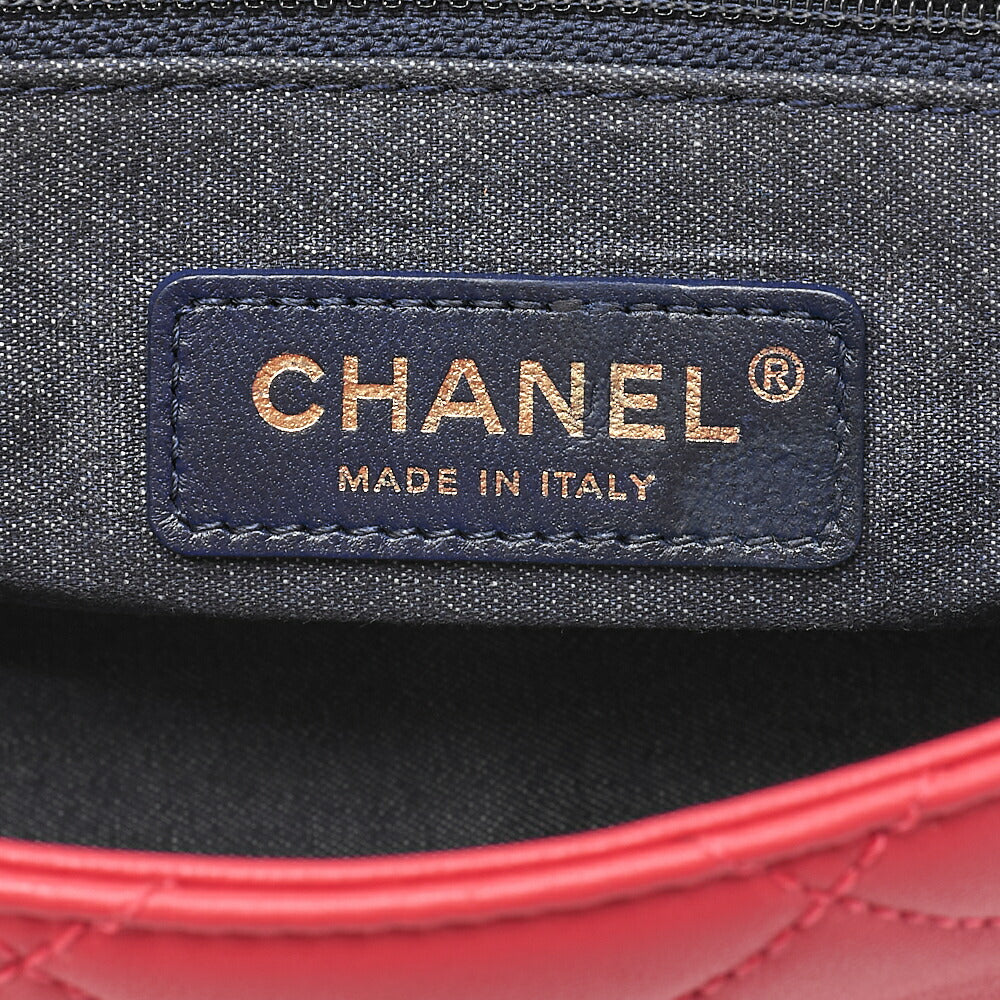 CHANEL Lambskin Matelasse 2WAY Chain Shoulder Red Gold-Tone Hardware, Pre-Owned