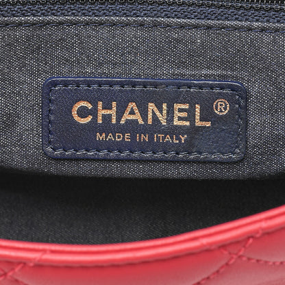 CHANEL Lambskin Matelasse 2WAY Chain Shoulder Red Gold-Tone Hardware, Pre-Owned