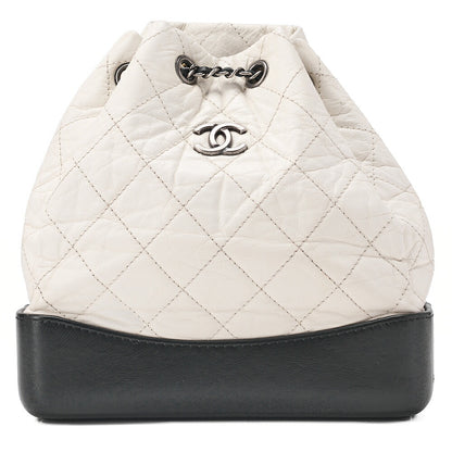 CHANEL Vintage Calf Matelasse Chain Backpack Black x White Gold x Silver-Tone Hardware, Pre-Owned
