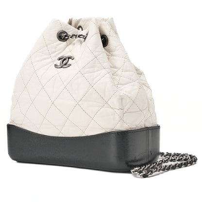 CHANEL Vintage Calf Matelasse Chain Backpack Black x White Gold x Silver-Tone Hardware, Pre-Owned
