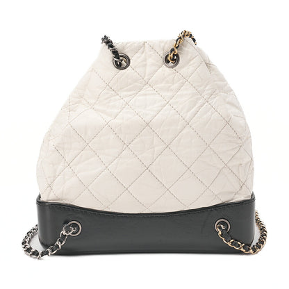 CHANEL Vintage Calf Matelasse Chain Backpack Black x White Gold x Silver-Tone Hardware, Pre-Owned