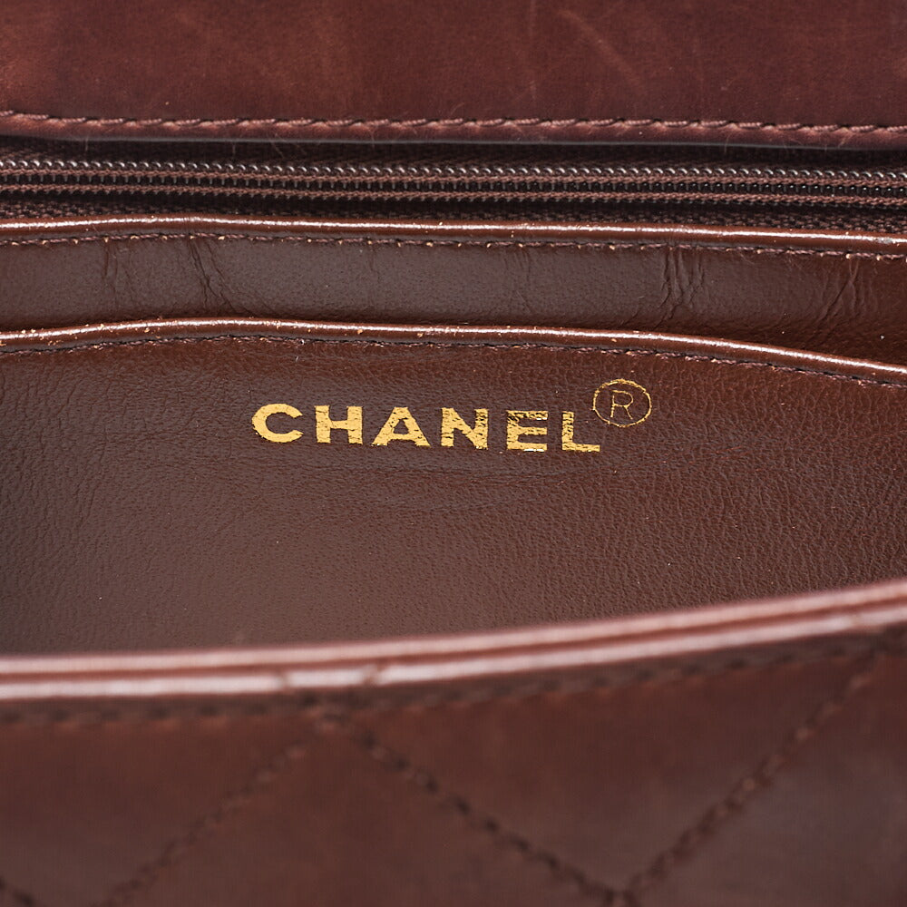 CHANEL Lambskin Matelasse Bicolore Handbag Brown Gold-Tone Hardware, Pre-Owned
