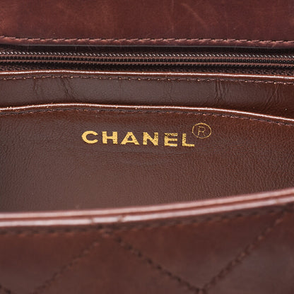 CHANEL Lambskin Matelasse Bicolore Handbag Brown Gold-Tone Hardware, Pre-Owned