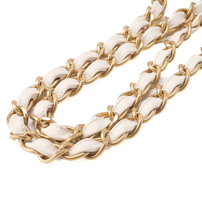 CHANEL Lambskin Minimat Telass? with Charm 2-Way Chain Shoulder White Gold-Tone Hardware, Pre-Owned