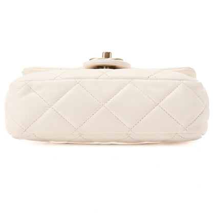 CHANEL Lambskin Minimat Telass? with Charm 2-Way Chain Shoulder White Gold-Tone Hardware, Pre-Owned