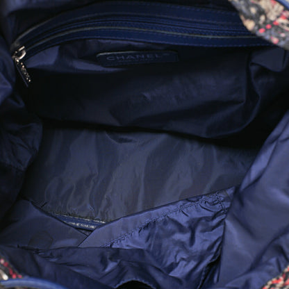CHANEL Nylon x Lambskin Tweed Print Turn Lock Chain Backpack Bicolor Silver-Tone Hardware, Pre-Owned