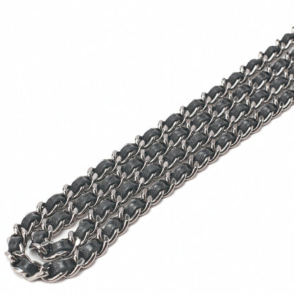 CHANEL Matelasse Chain Wallet Lambskin Black Silver-Tone Hardware, Pre-Owned