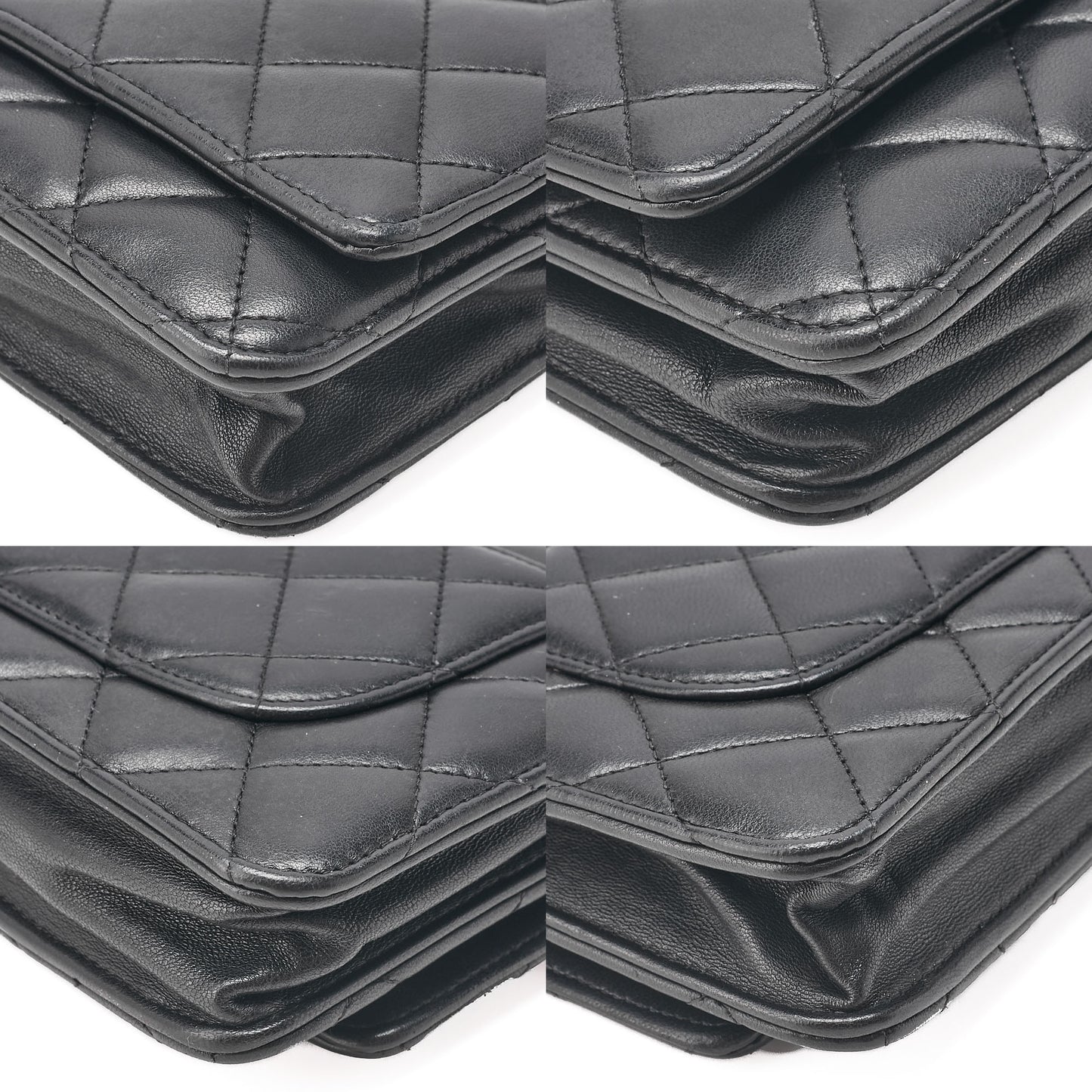 CHANEL Matelasse Chain Wallet Lambskin Black Silver-Tone Hardware, Pre-Owned