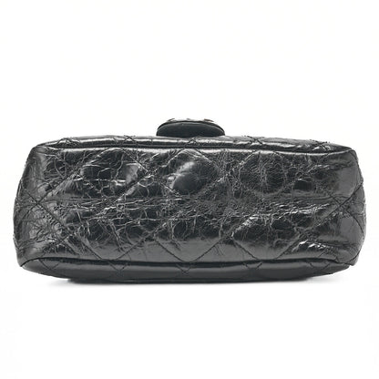 CHANEL Vintage Calf x Sparkle Leather Matelasse Push Lock Chain Tote Bag Black x Gray Silver-Tone Hardware, Pre-Owned