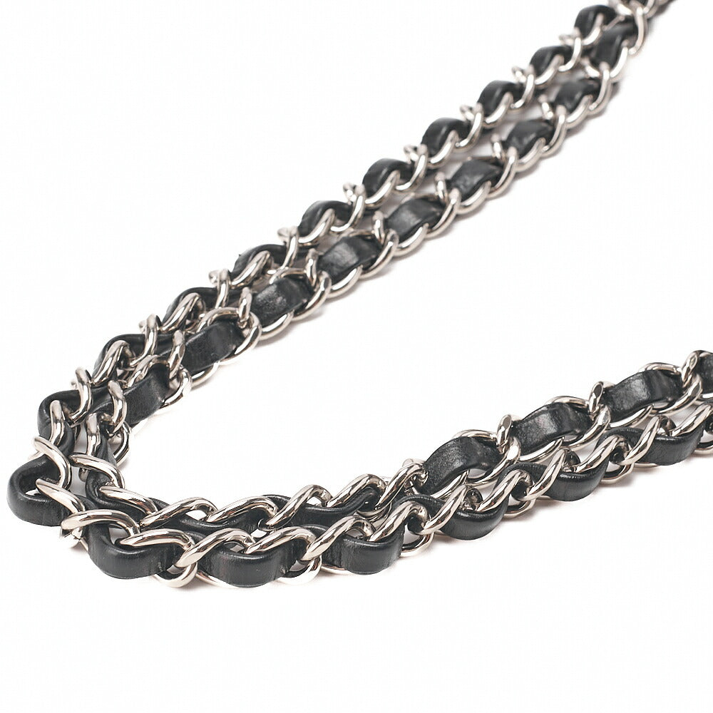 CHANEL Vintage Calf x Sparkle Leather Matelasse Push Lock Chain Tote Bag Black x Gray Silver-Tone Hardware, Pre-Owned