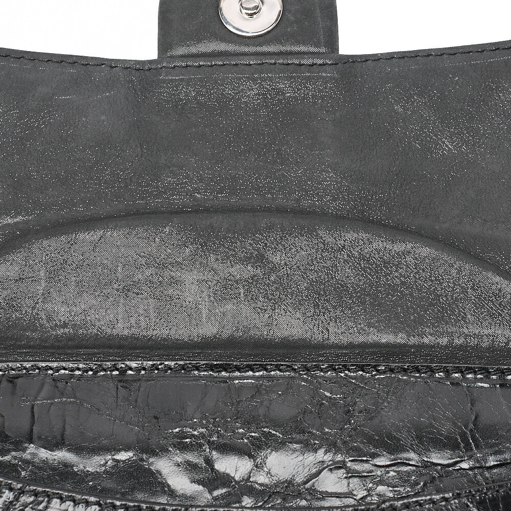 CHANEL Vintage Calf x Sparkle Leather Matelasse Push Lock Chain Tote Bag Black x Gray Silver-Tone Hardware, Pre-Owned