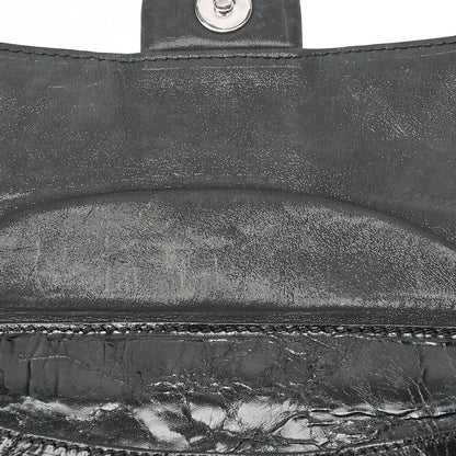 CHANEL Vintage Calf x Sparkle Leather Matelasse Push Lock Chain Tote Bag Black x Gray Silver-Tone Hardware, Pre-Owned